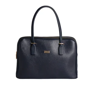 کیف چرم زنانه ویولت در رنگ سرمه‌ای با طراحی رسمی و کلاسیک