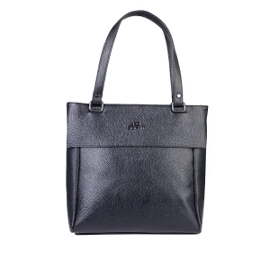 کیف دوشی چرم زنانه سورمه‌ای و مشکی مدل آنا با طراحی ساده و رسمی از برند دراتی