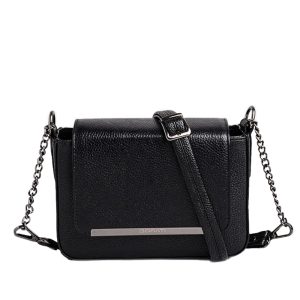 کیف چرم زنانه با بند نیمه چرمی و فلزی با دو رنگ جذاب