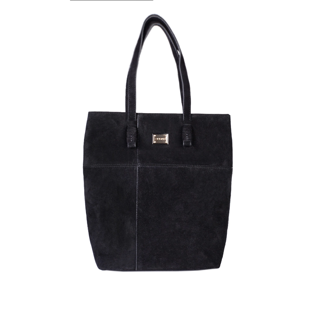 Suede-leather-women's-shoulder-bag1 نمای رو به رو کیف چرم جیر زنانه رنگ مشکی