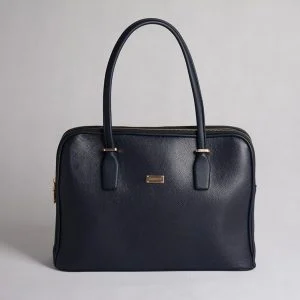 کیف چرم زنانه ویولت در رنگ سرمه‌ای با طراحی رسمی و کلاسیک