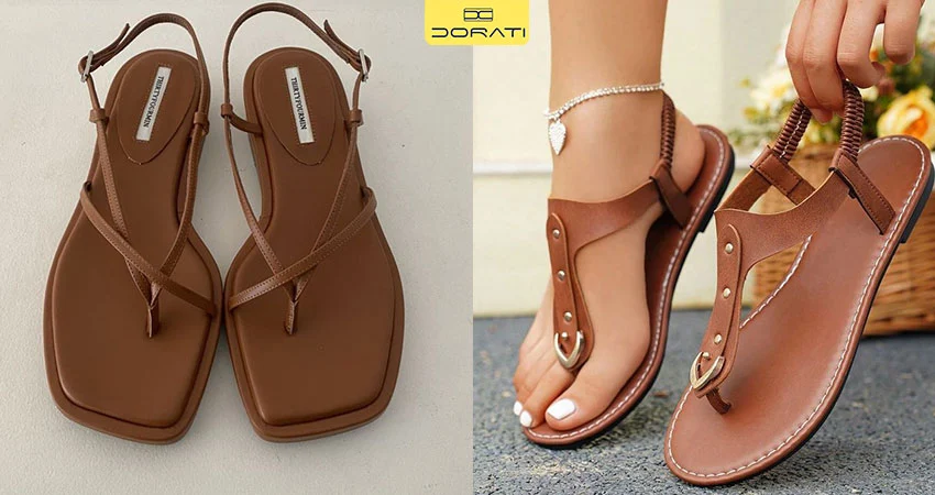 صندل با بندهای ضربدری روی پا