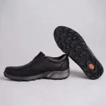 کفش چرم مشکی راحتی مردانه مدل چابک بدون بند و طبی