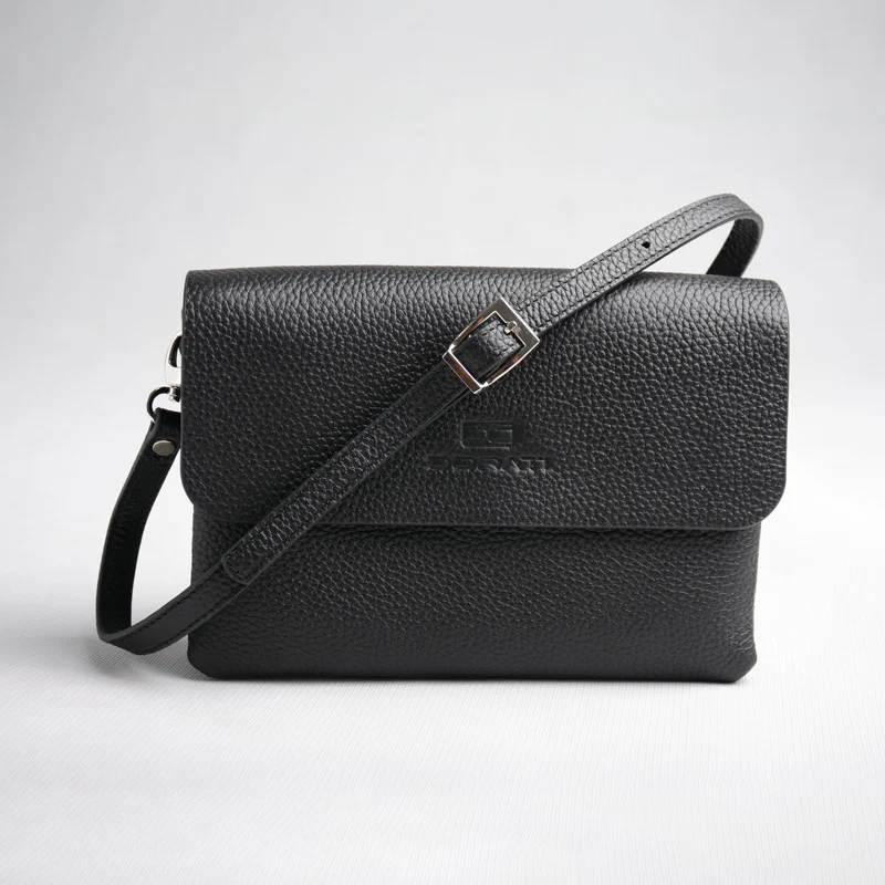 کیف-زنانه-دوشی-هلما-مشکی-01 کیف دوشی زنانه هلما چرم طبیعی گاوی