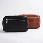 کیف چرم مردانه کمری 035 در دو رنگ کلاسیک مشکی و قهوه‌ای با زیپ خارجی کاربردی