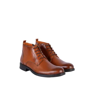 بند نیم بوت چرم مردانه عسلی ساده دراتی