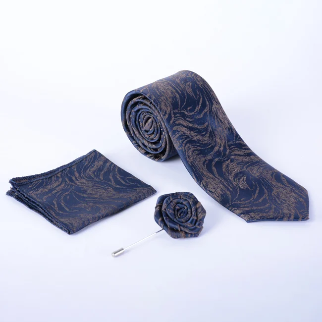 1269 ست رزت و کراوات و پوشت جیبی دراتی با رنگ سورمه ای و خاکی