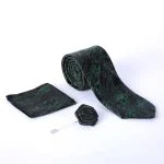 ست کراوات و پوشت و رزت سبز و مشکی دراتی