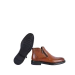 کفی بوت مردانه بند و زیپ عسلی مردانه چرم طبیعی