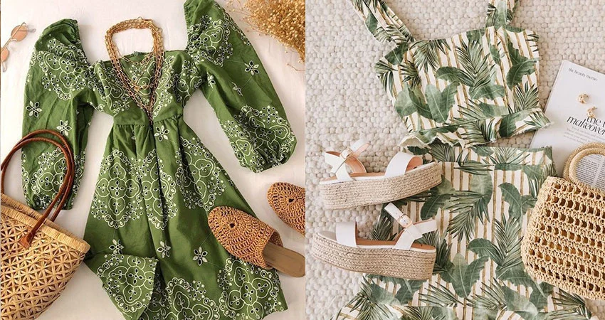 صندل گلدار + پیراهن کوتاه نخی