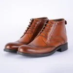 بوت چرم مردانه عسلی دراتی