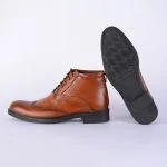 بوت چرم مردانه عسلی دراتی