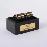 دکمه سر دست مشکی طلایی