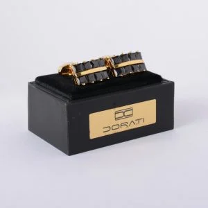 دکمه سر دست مشکی طلایی