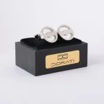 دکمه سر دست سفید نقره ای