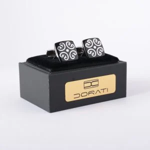 دکمه سر دست مشکی نقره ای