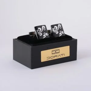 دکمه سر دست مردانه مشکی نقره ای