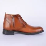 نیم بوت چرم مردانه عسلی ساده