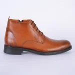 بوت چرم عسلی دارای بند و زیپ