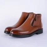 بوت چرم مردانهن رنگ قهوه ای