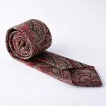 ست کراوات مردانه لوکس با طرح کلاسیک زرشکی و طلایی