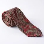 ست کراوات مردانه لوکس با طرح کلاسیک زرشکی و طلایی