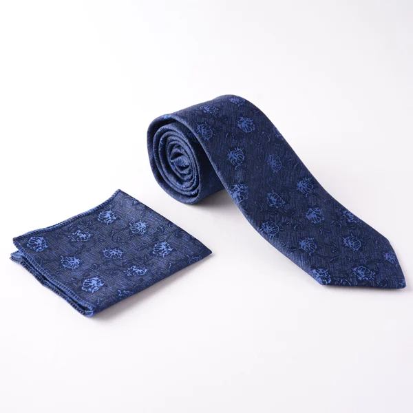 ست-کراوات-و-پوشت-1587-05 کراوات و پوشت سورمه ای