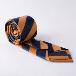 کراوات راه راه زرد و سورمه ای