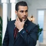 کت و شلوار دامادی مشکی مردانه دراتی