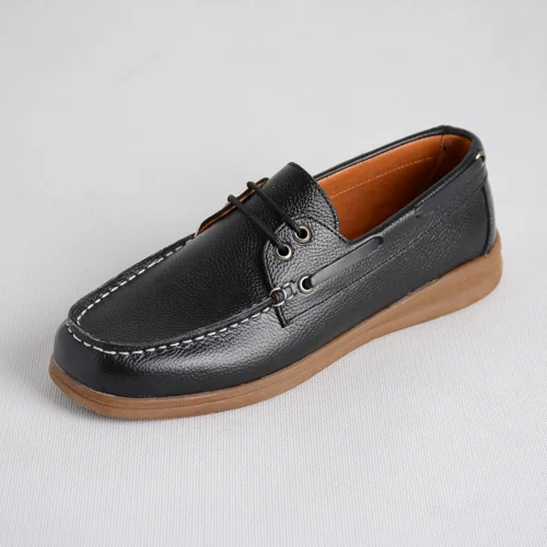 کفش-زنانه-سه-بندی-شهرزاد-03 کفش کالج چرم زنانه مشکی با زیره سفید یکتکه