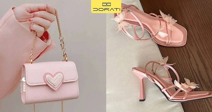 صندل گلدار یا طرحدار + کیف ساده هماهنگ