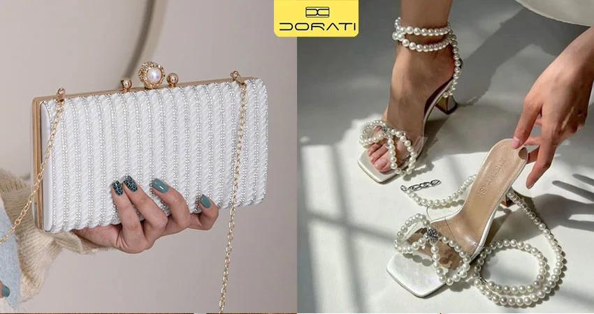 مرواریدی + کیف زنجیردار برای مجالس