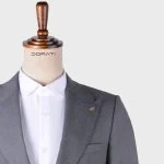 یقه کت و شلوار مردانه دراتی رنگ طوسی روشن