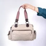 کیف برزنتی چرم 0092 رنگ کرمی