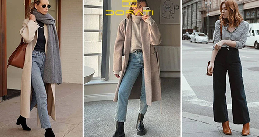 ایدههای استایل پاییزی با نیم بوت و شلوار