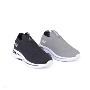 تصویر کتونی اسکیچرز Arch Fit Slip-On مشکی مردانه و زنانه بدون بند با زیره سفید سبک