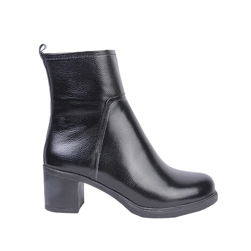 بوت پاشنه دار چرم مشکی 540