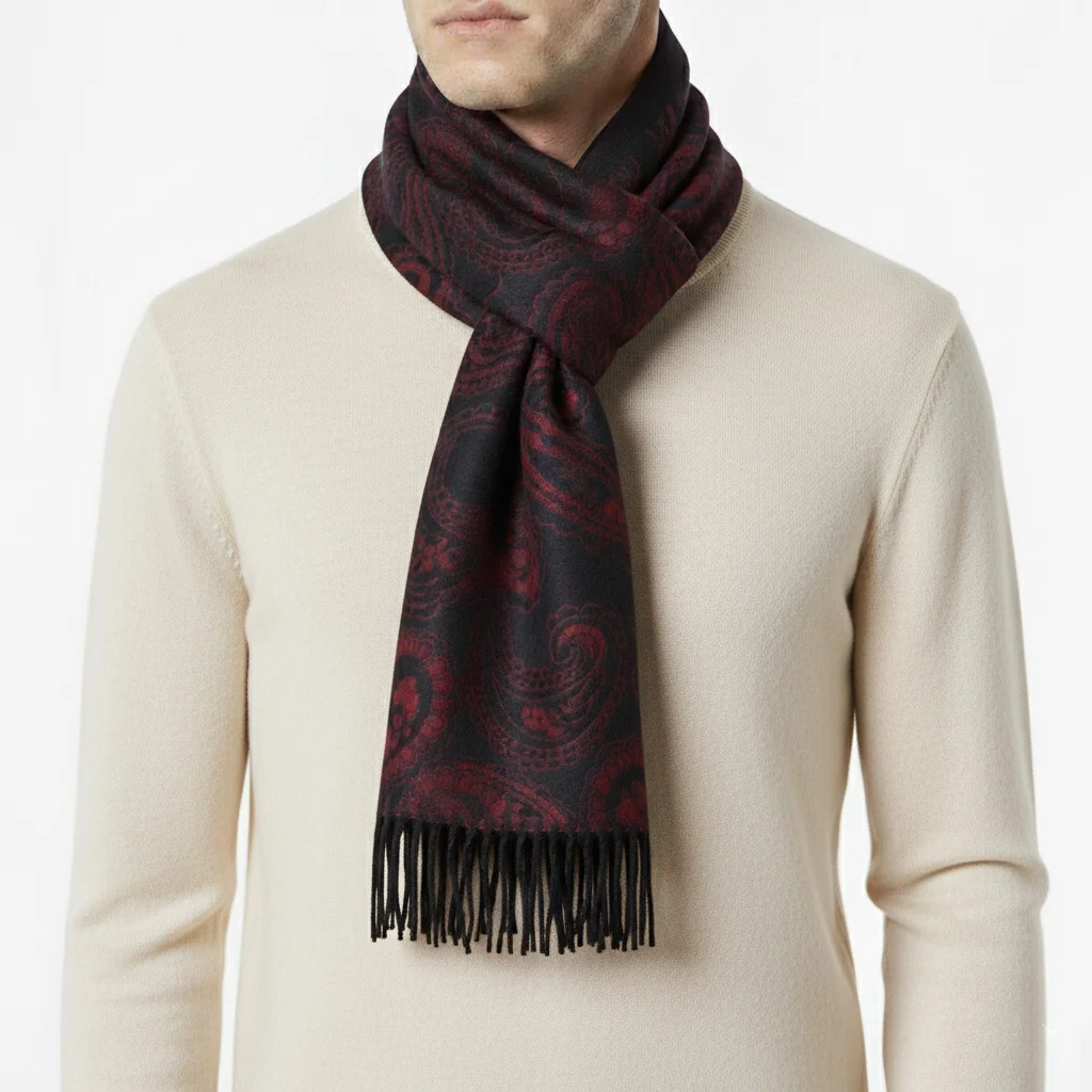 black-botejeghe-scarf-427603 تن پوش شال گردن طرح بته جقه مردانه