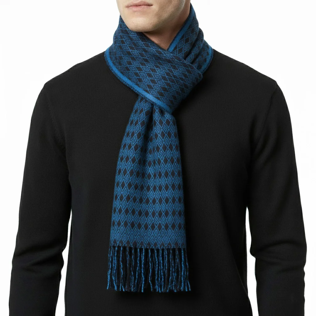 blue-diamond-scarf-426503 تن پوش شال گردن طرح لوزی آبی مشکی