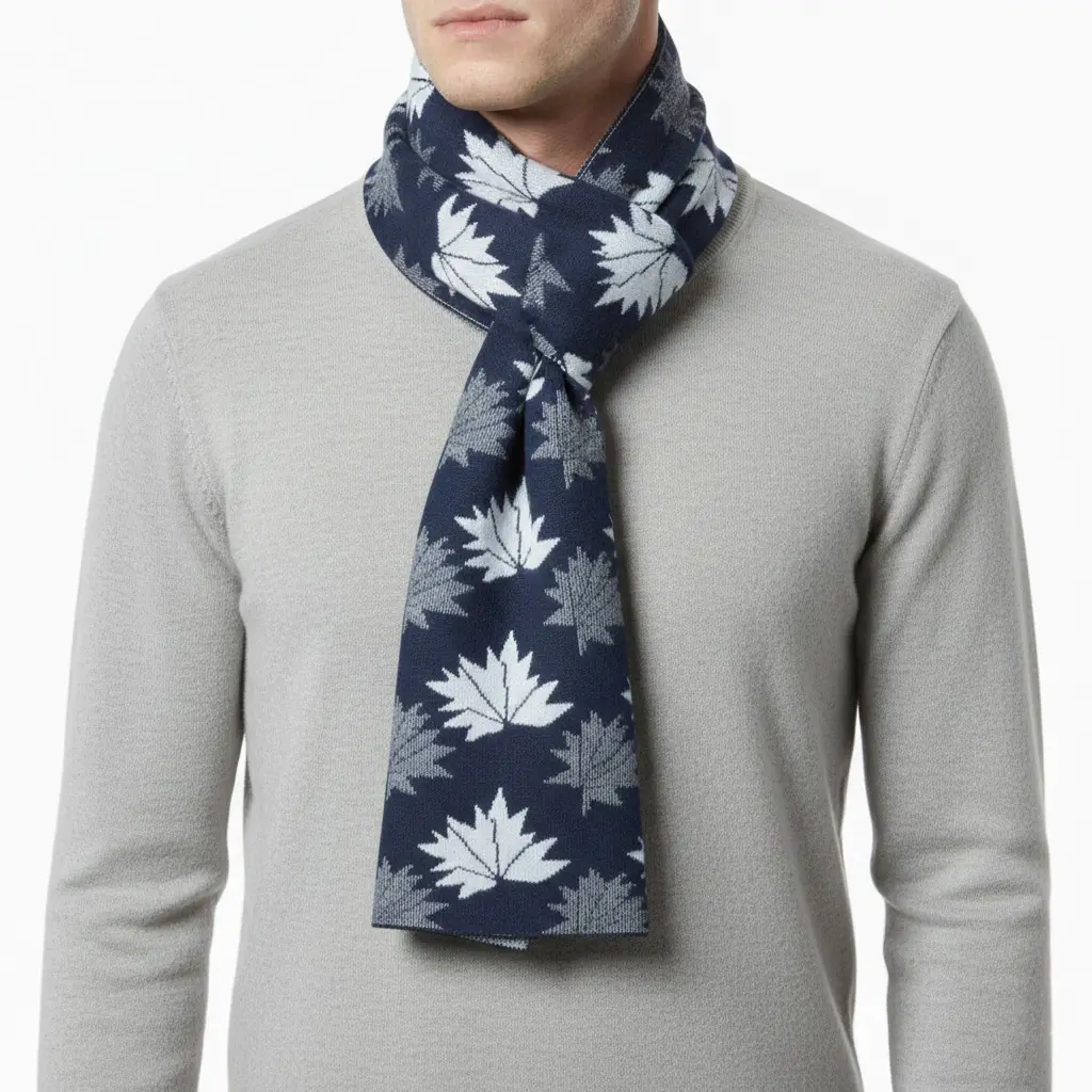 blue-leaf-scarf3 شال گردن طرح برگ - Image 1