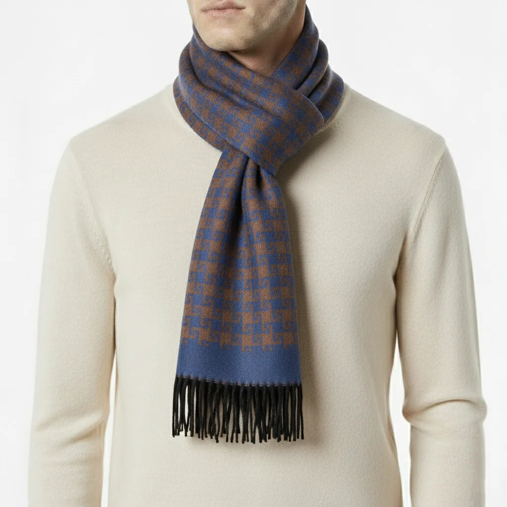 brown-puzzle-scarf-427203 شال گردن طرح پازل - Image 1