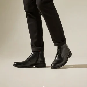 تن پوش مدل بوت چرم مردانه مشکی بند و زیپ