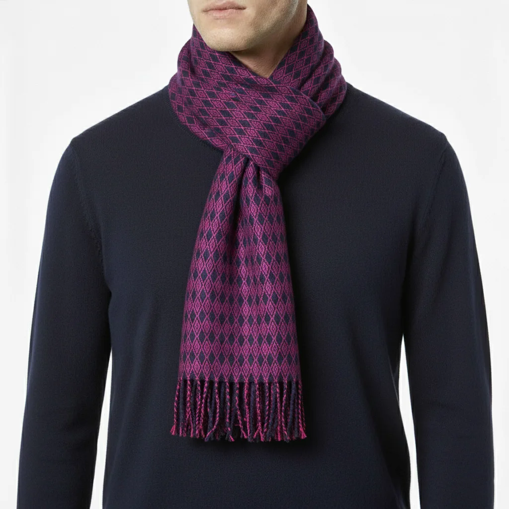 pink-diamond-scarf-426003 تن پوش شال گردن طرح لوزی سرخابی مشکی