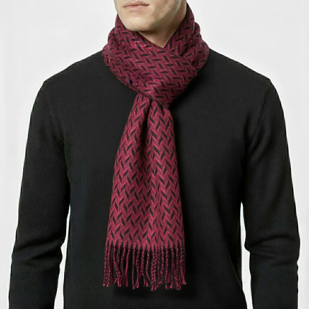 red-zigzag-scarf3-4288 شال گردن طرح هریبون - Image 1