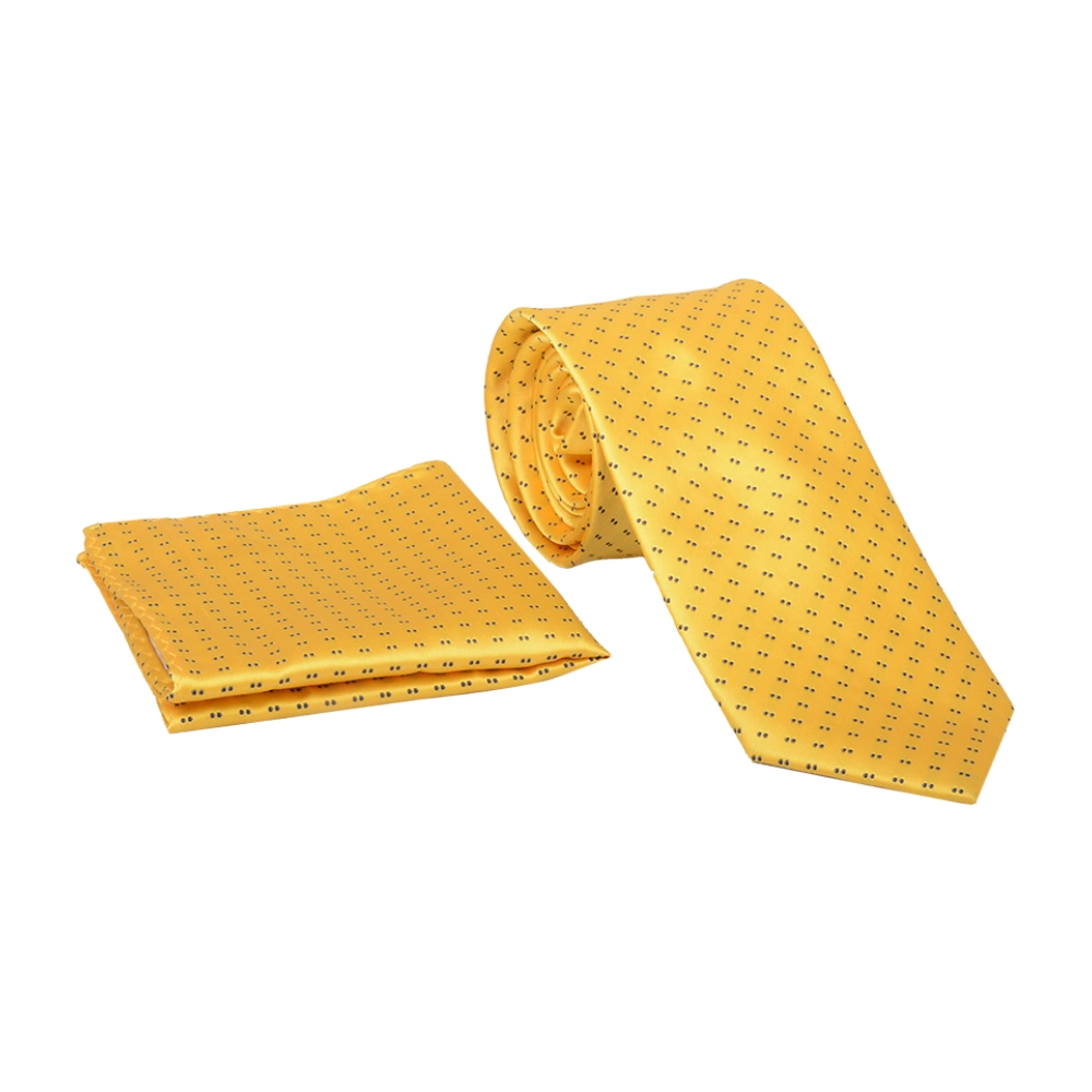 yellow-dotted-tie-square-9510601 ست کراوات و پوشت دراتی 95106
