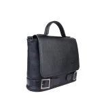 زاویه سه رخ کیف چرم زنانه سگک دار مشکی کلاسیک دراتی