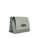 زاویه سه رخ کیف دستی و دوشی دراتی رنگ سبز پاستلی