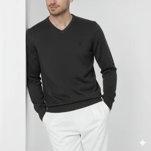 پلیور یقه هفت ذغالی رنگ مردانه