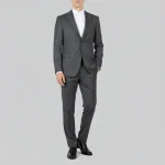 تن پوش کت و شلوار دو دکمه طوسی تیره