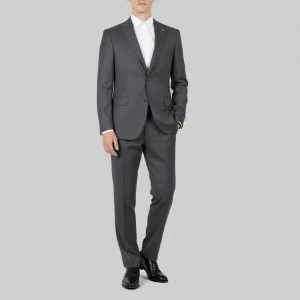 تن پوش کت و شلوار دو دکمه طوسی تیره